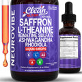 Saffron Supplements Liquid Drops L-Theanine Agmatine Sulfate Ashwagandha Magnesium Glycinate B6 Magnesium Stress Relief Mood Support 5-HTP GABA Supplement Vitamin D 4oz by Clean Nutra - Maple Wellness Supplements