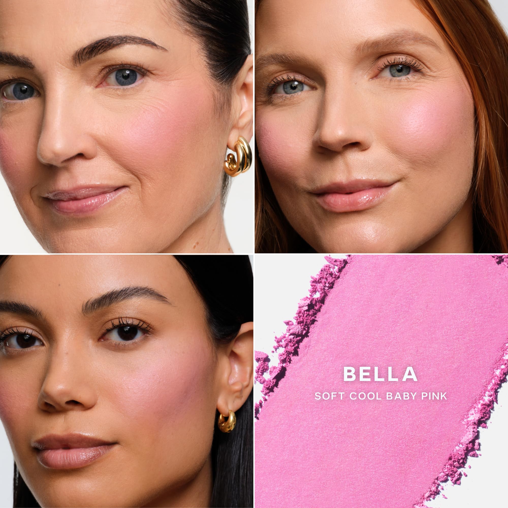 Saie Blush & Brush Duo - SuperSuede Baked Blush in Bella (.01 oz) & Powder Blush Brush - Talc-Free, Moisturizing Blush with Vegan, Fluffy Brush for Seamless Application - TrustMedUSA