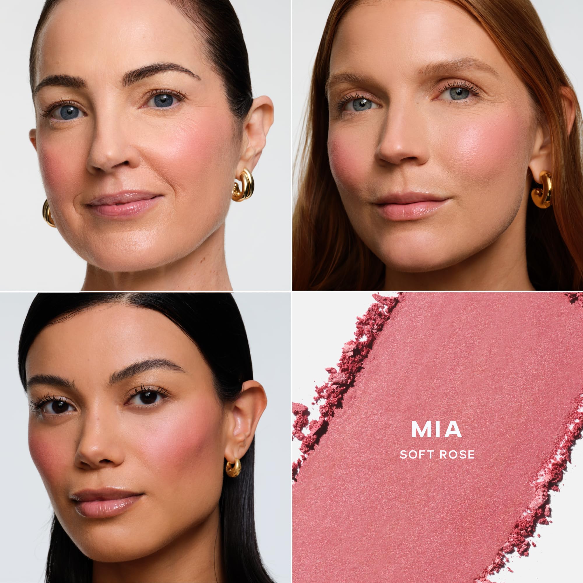 Saie Blush & Brush Duo - SuperSuede Baked Blush in Mia (.01 oz) & Powder Blush Brush - Talc-Free, Moisturizing Blush with Vegan, Fluffy Brush for Seamless Application - TrustMedUSA