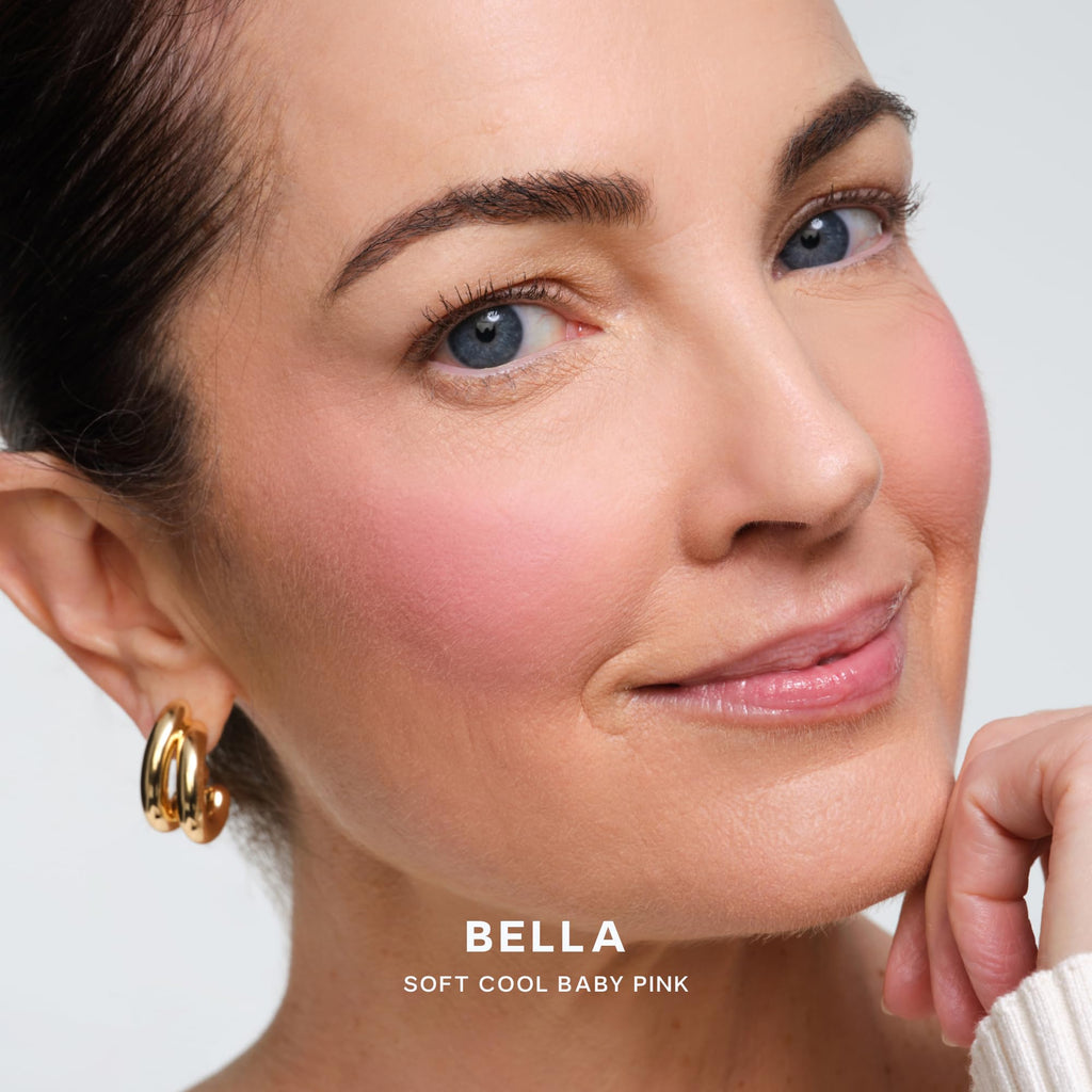 Saie Cheek Flush Duo - Dew Liquid Blush (.40 oz, Baby), SuperSuede Baked Powder Blush (.01 oz, Bella) - Layerable, Skin-Nourishing Blushes for a Seamless Radiant Finish - TrustMedUSA