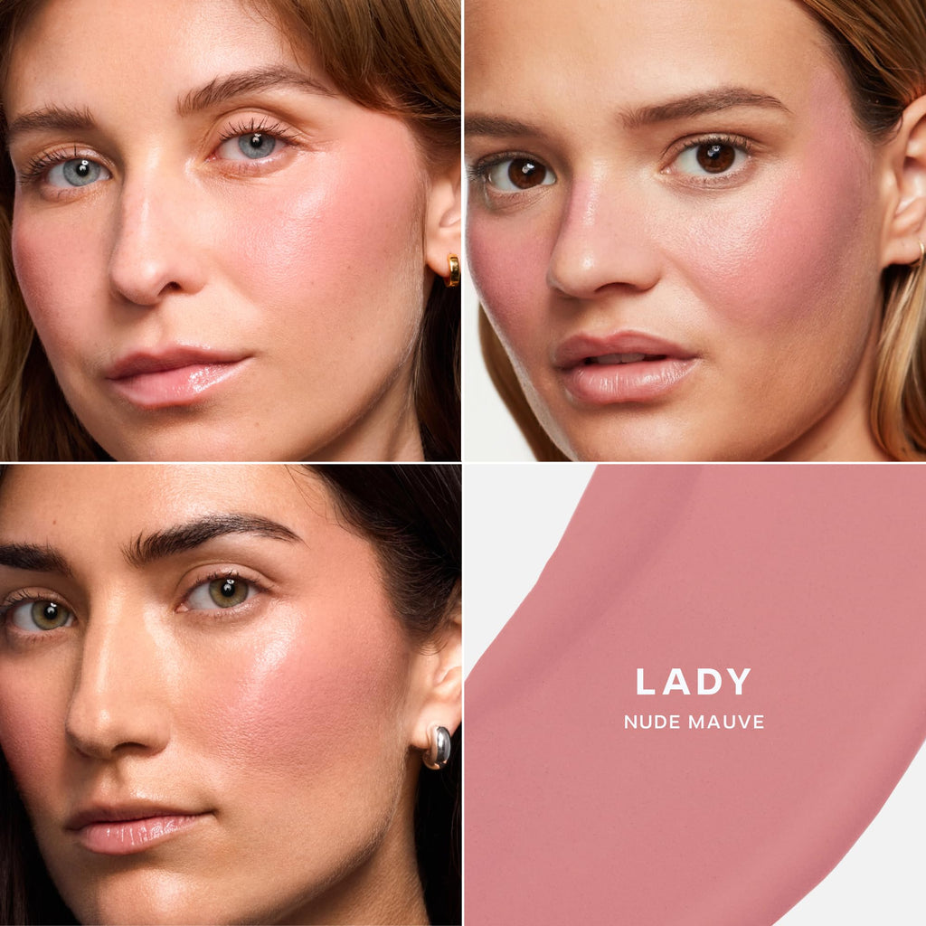 Saie Cheek Flush Duo - Dew Liquid Blush (.40 oz, Lady), SuperSuede Baked Powder Blush (.01 oz, Mia) - Layerable, Skin-Nourishing Blushes for a Seamless Radiant Finish - TrustMedUSA