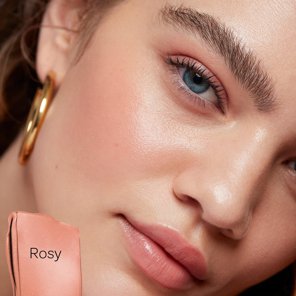 Saie Cheek Flush Duo - Dew Liquid Blush (.40 oz, Rosy), SuperSuede Baked Powder Blush (.01 oz, Mia) - Layerable, Skin-Nourishing Blushes for a Seamless Radiant Finish - TrustMedUSA