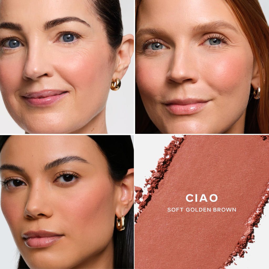 Saie Cheek Flush Duo - Dew Liquid Blush (.40 oz, Spicy), SuperSuede Baked Powder Blush (.01 oz, Ciao) - Layerable, Skin-Nourishing Blushes for a Seamless Radiant Finish - TrustMedUSA