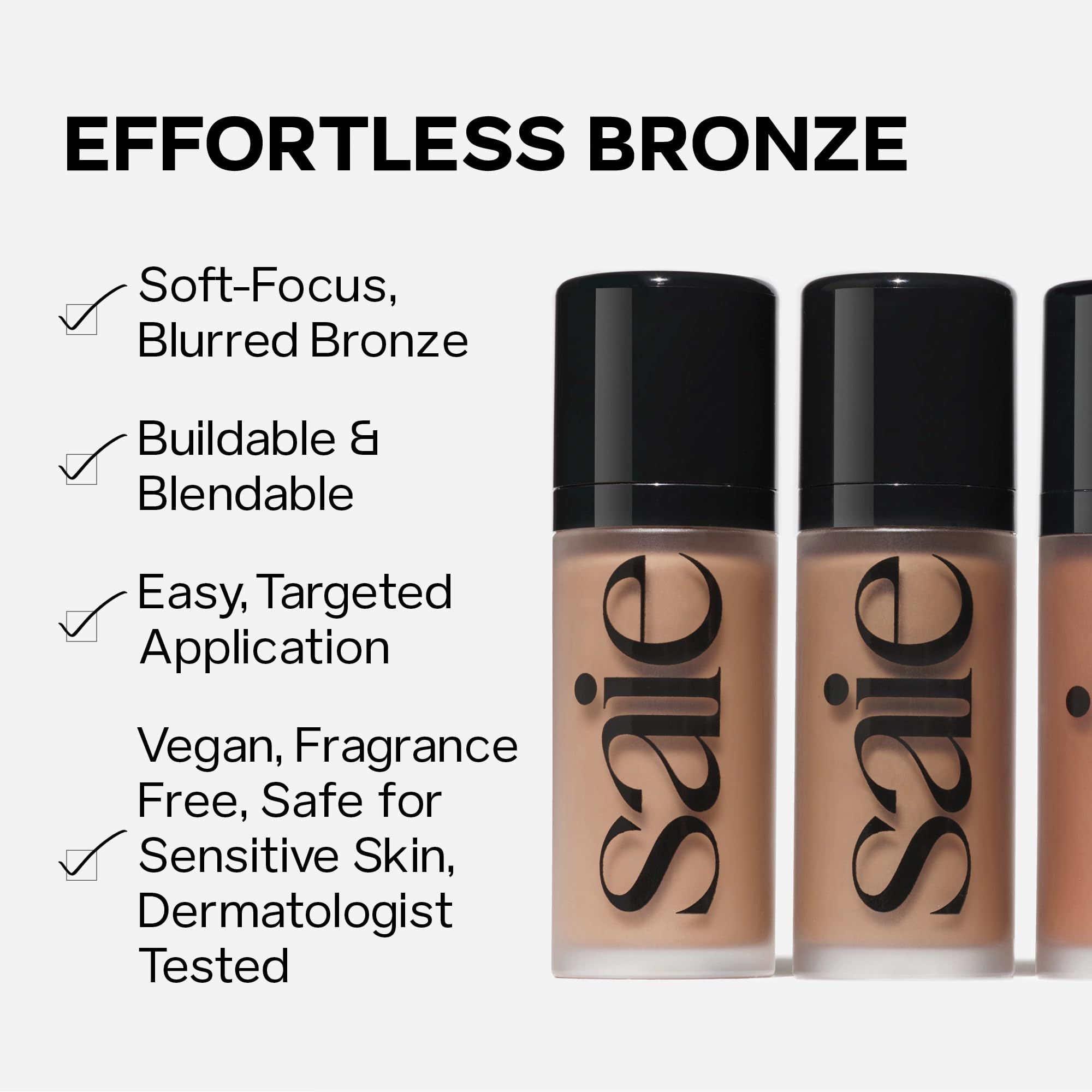 Saie Dew Bronze - Hydrating Liquid Bronzer Stick For a Sun Kissed Glow - Liquid Contour Stick Infused with Nourishing Skin Care Ingredients - Sculpted Face Makeup Essential - Sand (0.4 oz) - TrustMedUSA