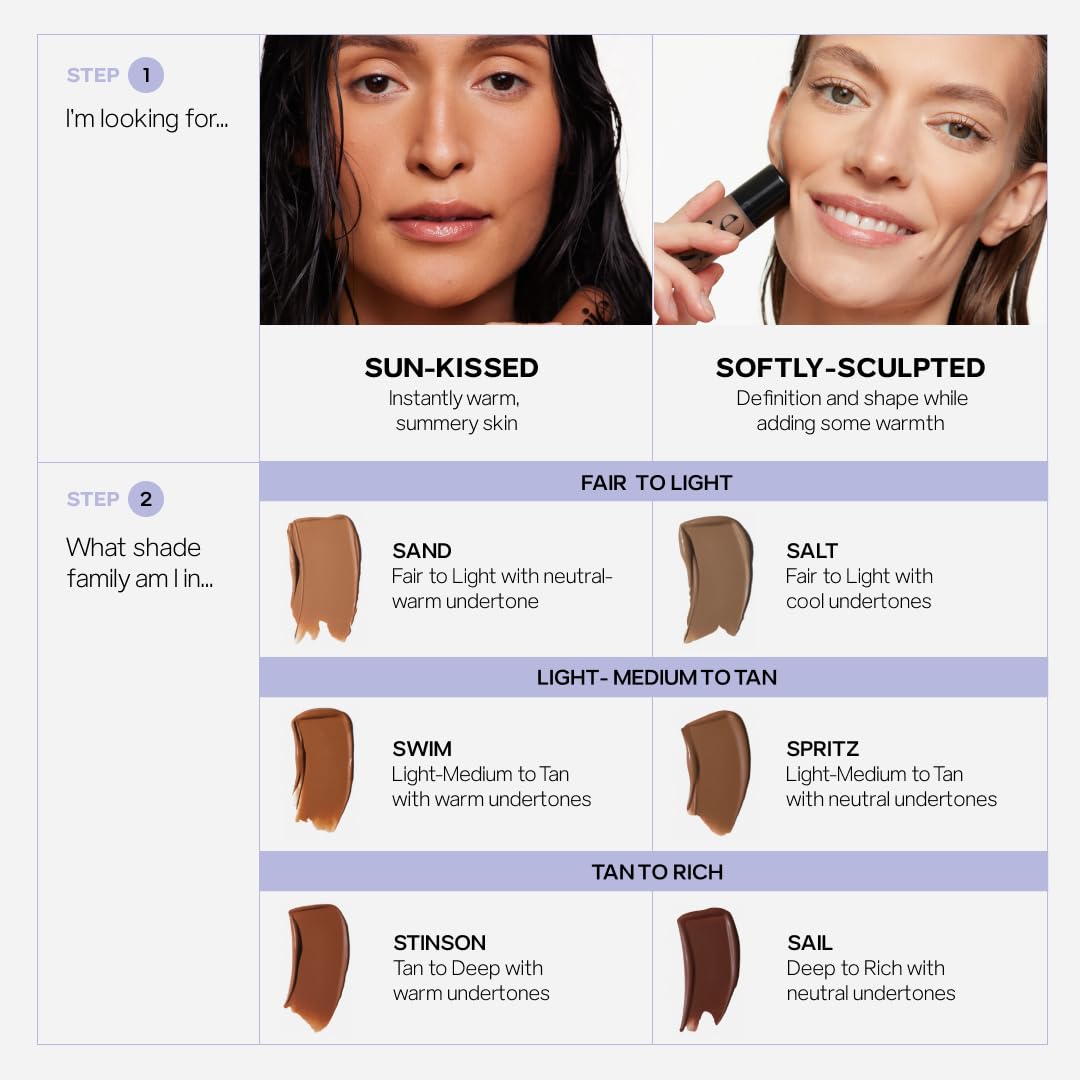 Saie Dew Bronze - Hydrating Liquid Bronzer Stick For a Sun Kissed Glow - Liquid Contour Stick Infused with Nourishing Skin Care Ingredients - Sculpted Face Makeup Essential - Sand (0.4 oz) - TrustMedUSA
