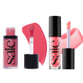 Saie Dewy Glow Duo - Dew Liquid Blush - (.40 oz, Flirty), Glossybounce Lip Gloss-Oil Hybrid (.17 oz, Burst) - Hydrating, Vegan Makeup for Radiant Cheeks & Lips - TrustMedUSA