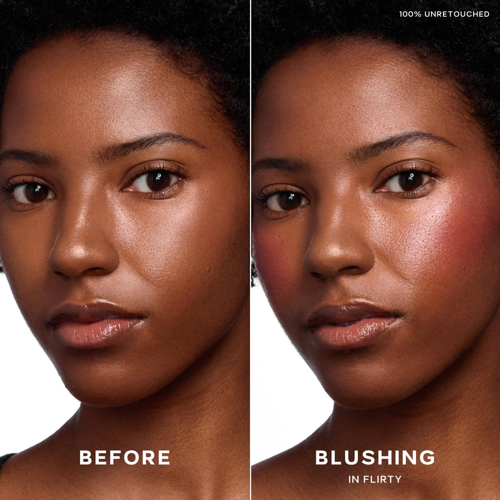 Saie Dewy Glow Duo - Dew Liquid Blush - (.40 oz, Flirty), Glossybounce Lip Gloss-Oil Hybrid (.17 oz, Burst) - Hydrating, Vegan Makeup for Radiant Cheeks & Lips - TrustMedUSA
