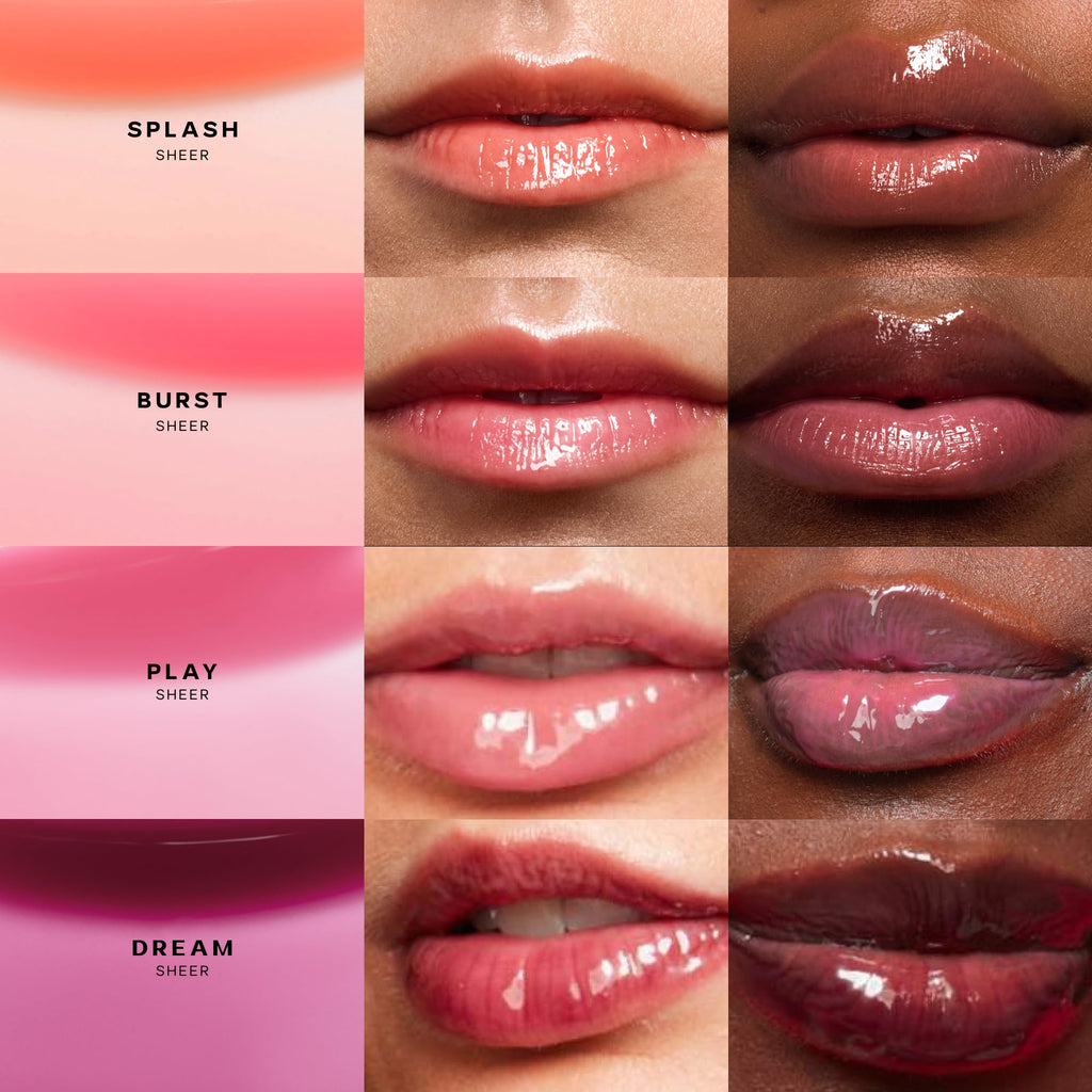 Saie Dewy Glow Duo - Dew Liquid Blush - (.40 oz, Flirty), Glossybounce Lip Gloss-Oil Hybrid (.17 oz, Burst) - Hydrating, Vegan Makeup for Radiant Cheeks & Lips - TrustMedUSA