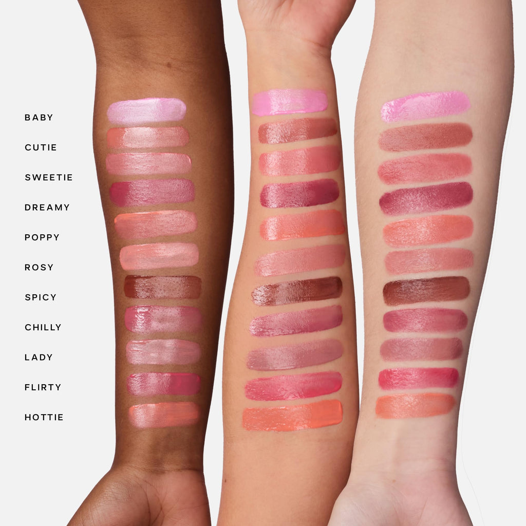 Saie Dewy Glow Duo - Dew Liquid Blush - (.40 oz, Hottie), Glossybounce Lip Gloss-Oil Hybrid (.17 oz, Splash) - Hydrating, Vegan Makeup for Radiant Cheeks & Lips - TrustMedUSA