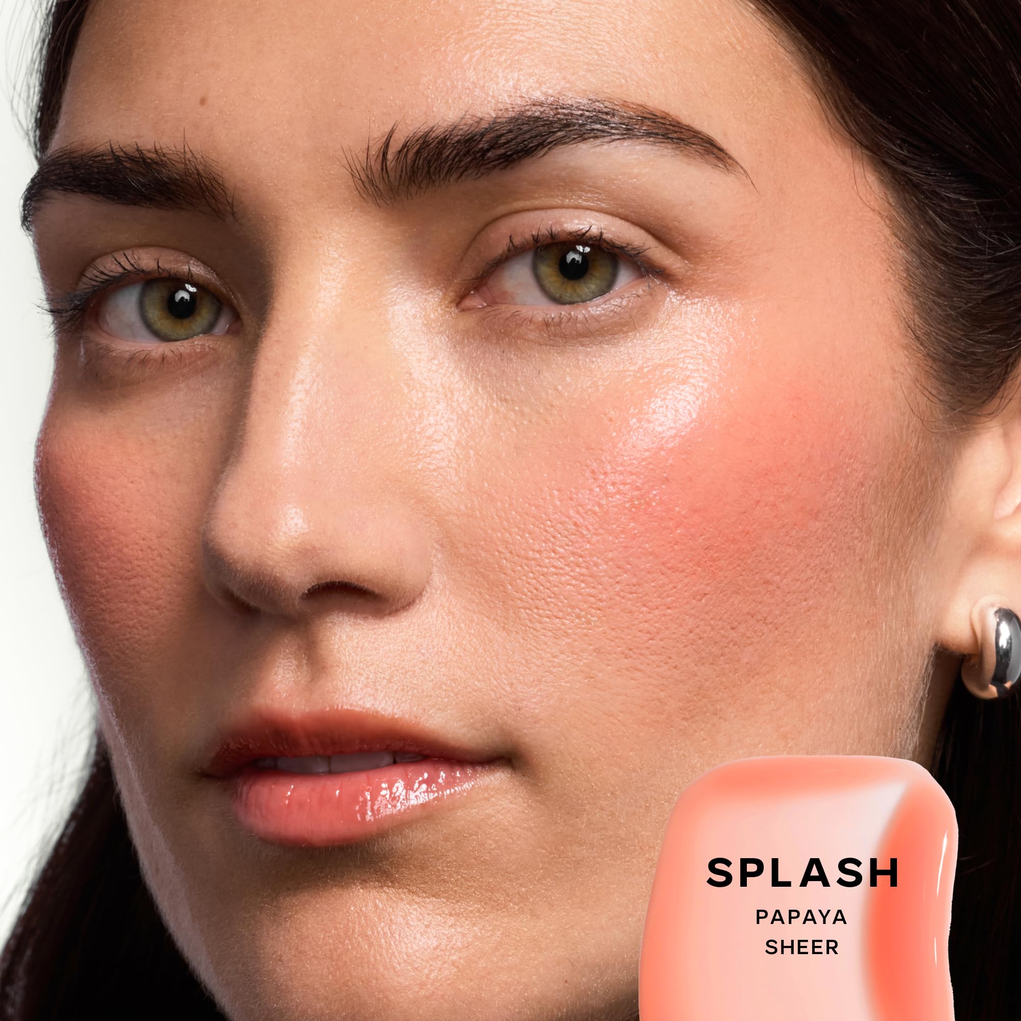 Saie Dewy Glow Duo - Dew Liquid Blush - (.40 oz, Hottie), Glossybounce Lip Gloss-Oil Hybrid (.17 oz, Splash) - Hydrating, Vegan Makeup for Radiant Cheeks & Lips - TrustMedUSA