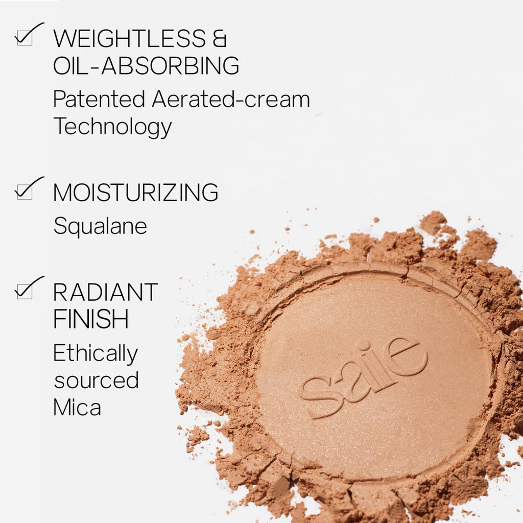 Saie Face Powder Duo, Medium - The Fluffy Brush, Soft, Multi-Use Targeted Powder Brush With Tapered Tip & Airset Radiant Loose Setting Powder, Translucent Medium (0.14 oz) - Vegan, Cruelty-Fee - TrustMedUSA