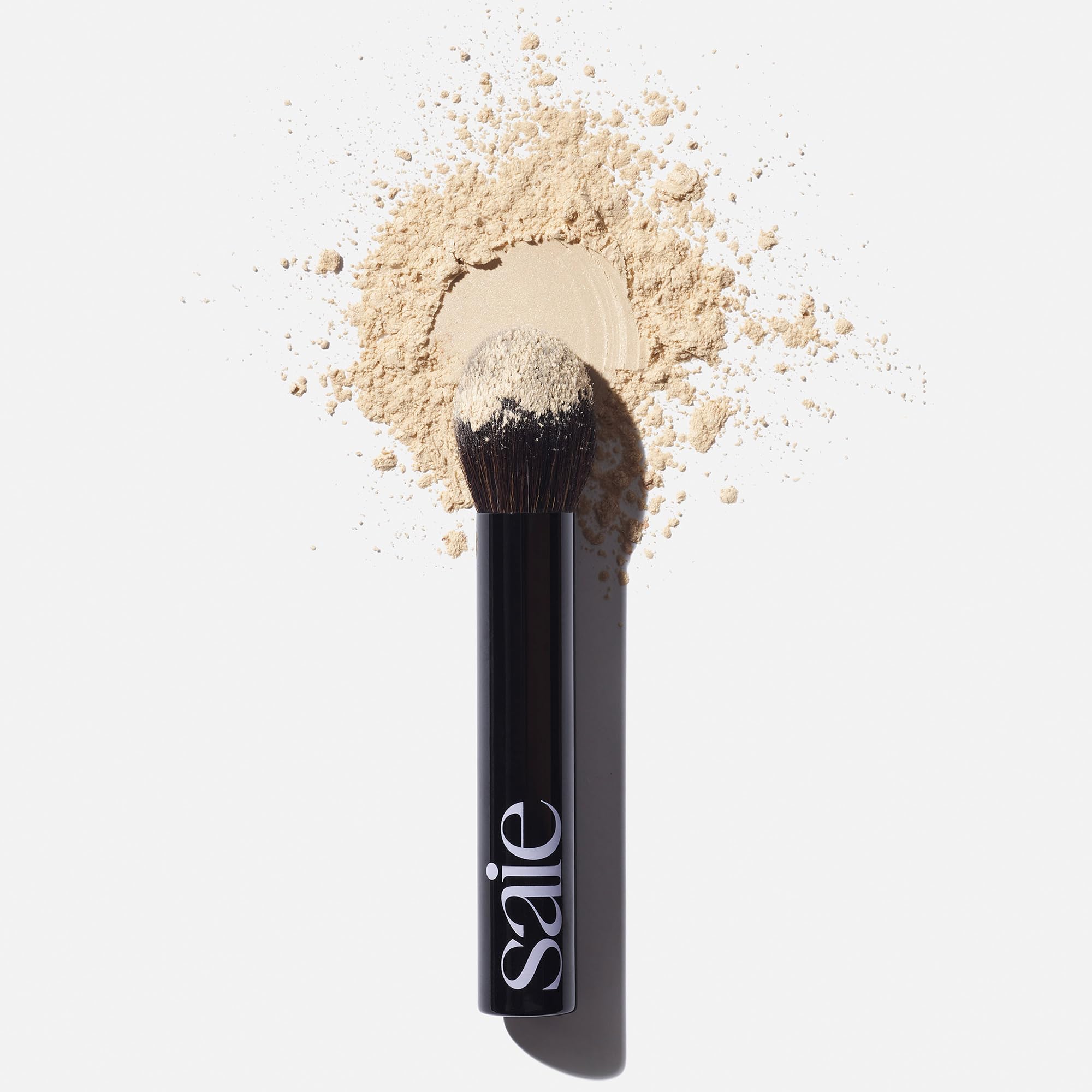 Saie Face Powder Duo, Medium - The Fluffy Brush, Soft, Multi-Use Targeted Powder Brush With Tapered Tip & Airset Radiant Loose Setting Powder, Translucent Medium (0.14 oz) - Vegan, Cruelty-Fee - TrustMedUSA