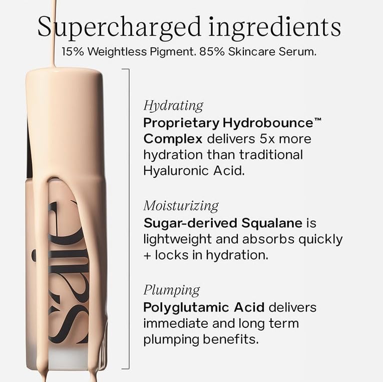 Saie Glowy Super Skin Tint Liquid Foundation - Weightless + Dewy Foundation with Lightweight Medium Coverage - Hydrating Face Makeup + Skin Care Serum Hybrid with Hyaluronic Acid - Shade 11 (1.01 oz) - TrustMedUSA