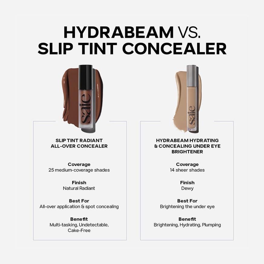 Saie Hydrabeam Under Eye Brightener - Sheer + Hydrating Concealer with Glycerin, Squalane + Cucumber Extract - Brightening Under Eye Concealer + Corrector for Even, Glowing Skin - Shade 6 (0.2 oz) - TrustMedUSA