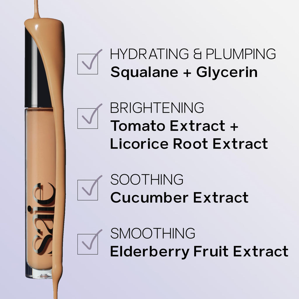 Saie Hydrabeam Under Eye Brightener - Sheer + Hydrating Concealer with Glycerin, Squalane + Cucumber Extract - Brightening Under Eye Concealer + Corrector for Even, Glowing Skin - Shade 6 (0.2 oz) - TrustMedUSA