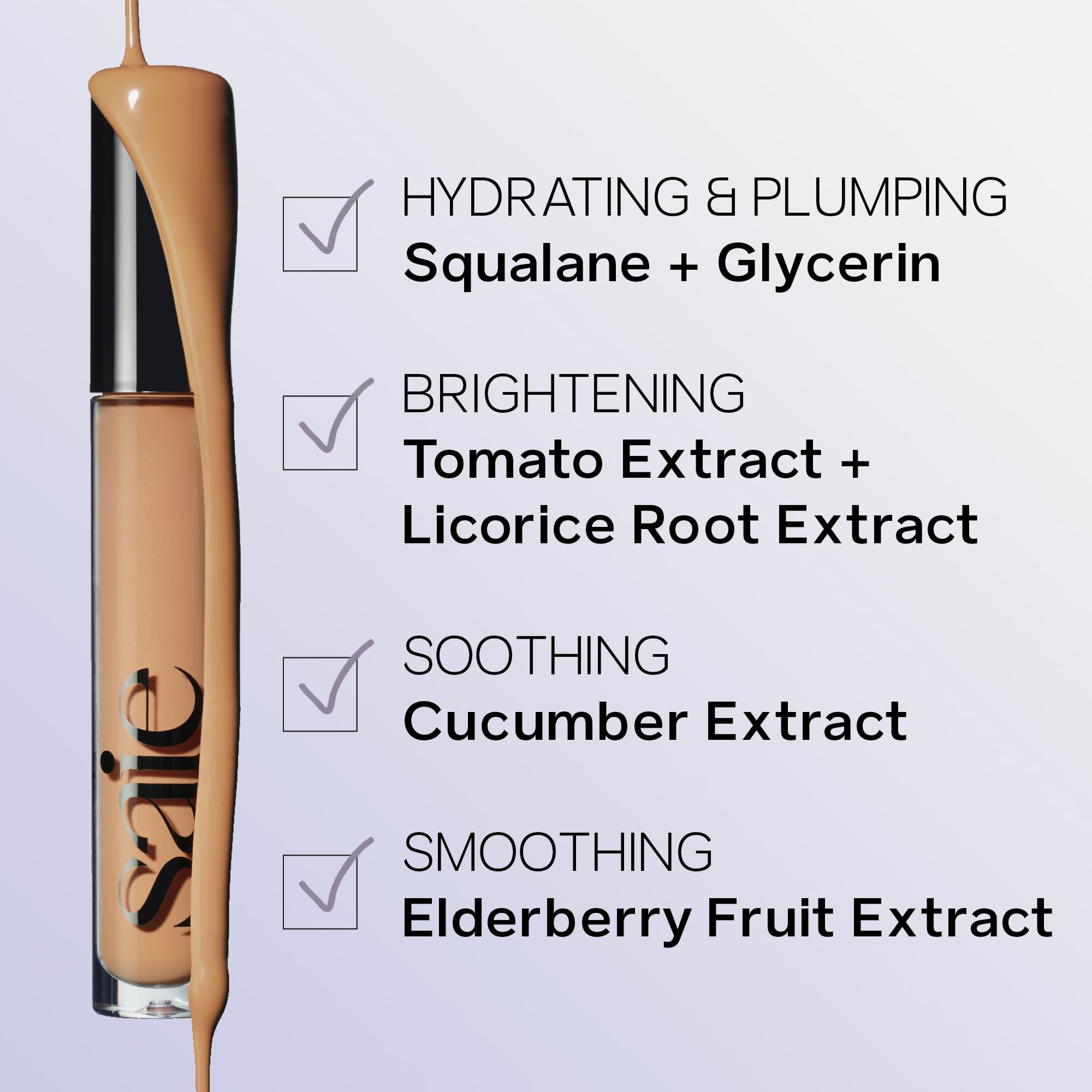 Saie Hydrabeam Under Eye Brightener - Sheer + Hydrating Concealer with Glycerin, Squalane + Cucumber Extract - Brightening Under Eye Concealer + Corrector for Even, Glowing Skin - Shade 6 (0.2 oz) - TrustMedUSA