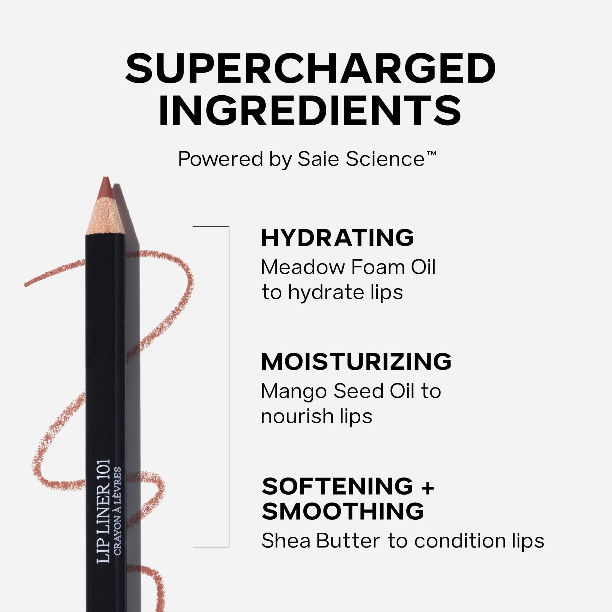 Saie Lip Liner 101 - Lip Pencil Made with a Creamy, Soft Matte Formula for a Naturally Framed or Fully Filled Look - Supercharged with Shea Butter & Jojoba Oil - Tease (.05 oz) - TrustMedUSA