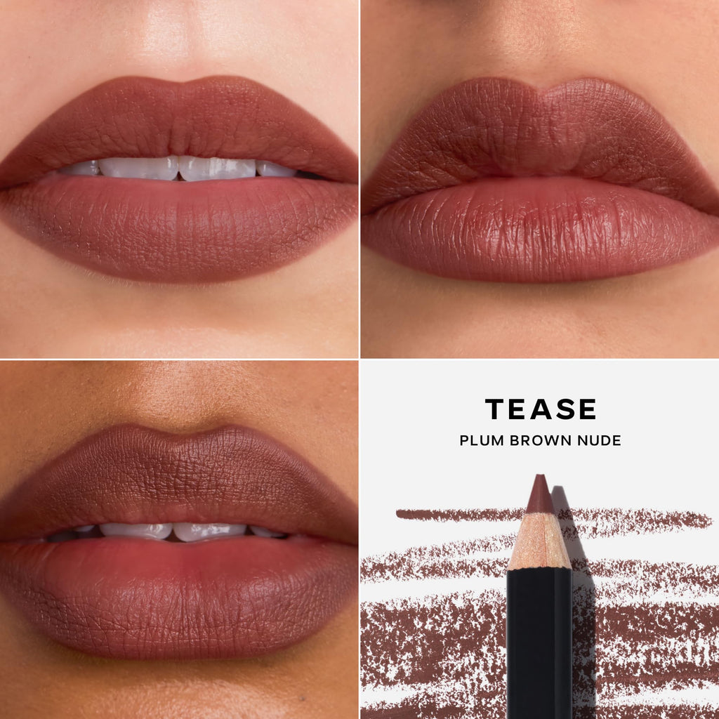 Saie Lip Liner 101 - Lip Pencil Made with a Creamy, Soft Matte Formula for a Naturally Framed or Fully Filled Look - Supercharged with Shea Butter & Jojoba Oil - Tease (.05 oz) - TrustMedUSA