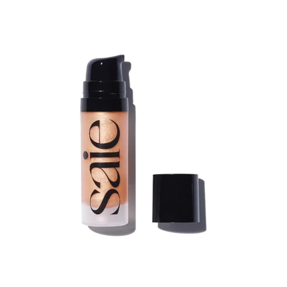 Saie Mini Glowy Super Gel Lightweight llluminator & Makeup Primer - Sunglow (0.5 oz) + Dew Blush - Lightweight Liquid Blush with a Blendable + Buildable Cream Finish - Cutie (.40 oz) - TrustMedUSA