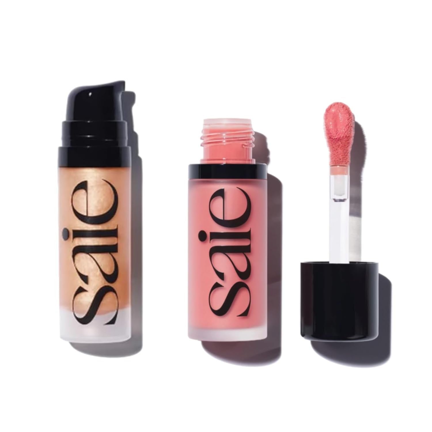 Saie Mini Glowy Super Gel Lightweight llluminator & Makeup Primer - Sunglow (0.5 oz) + Dew Blush - Lightweight Liquid Blush with a Blendable + Buildable Cream Finish - Sweetie (.40 oz) - TrustMedUSA