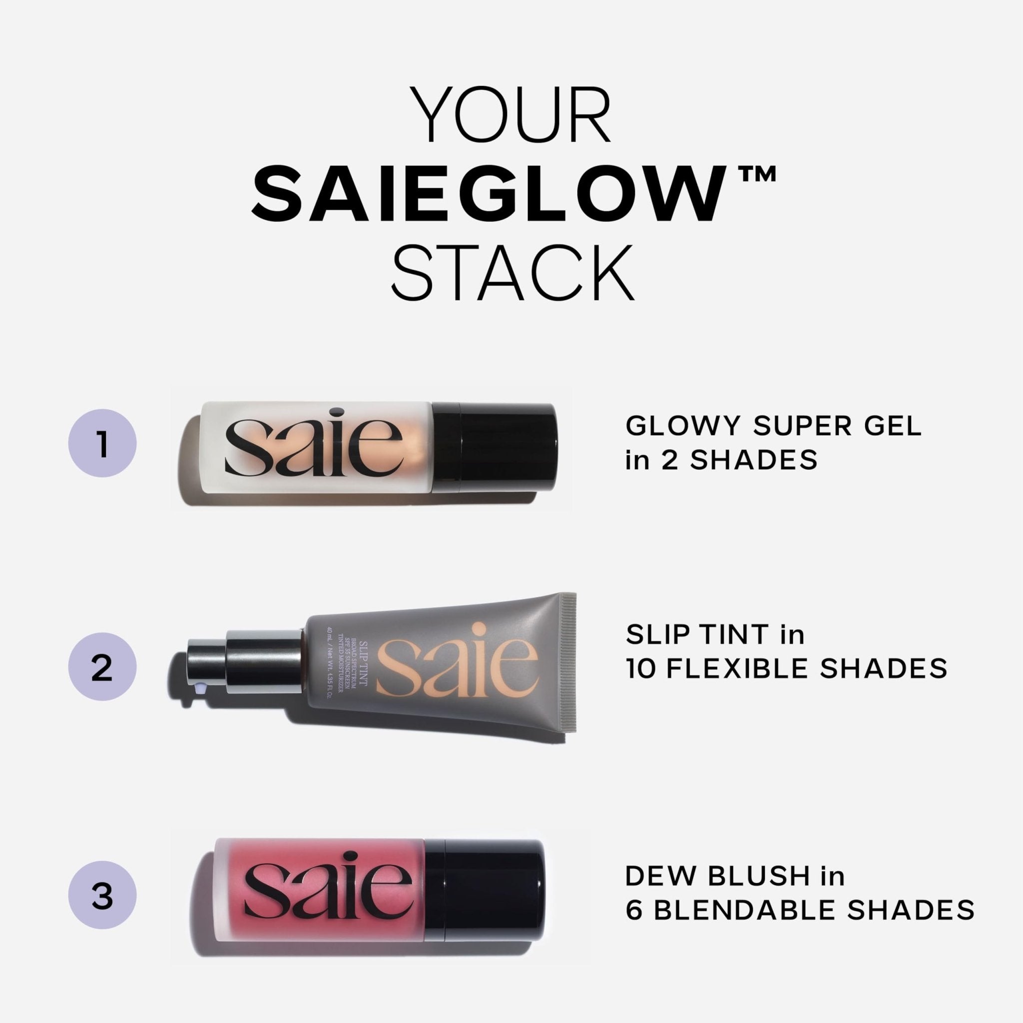 Saie Mini Glowy Super Gel Lightweight llluminator & Makeup Primer - Sunglow (0.5 oz) + Dew Blush - Lightweight Liquid Blush with a Blendable + Buildable Cream Finish - Sweetie (.40 oz) - TrustMedUSA
