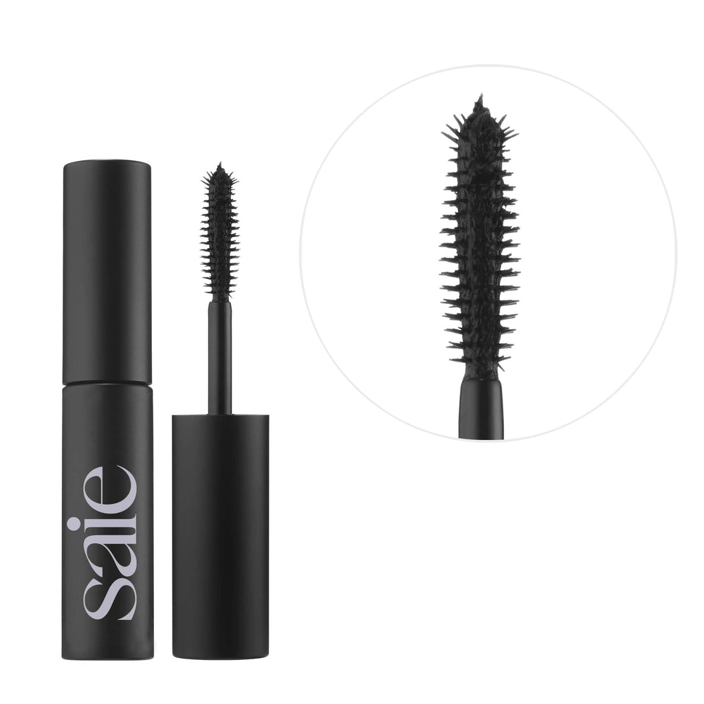 Saie Mini Mascara 101 - Lash Lengthening Mascara for Thick, Bold, Lifted Lashes - Buildable Eye Makeup Formulated to Strengthen and Condition with Rich Nutrients - Black (0.17 oz) - TrustMedUSA
