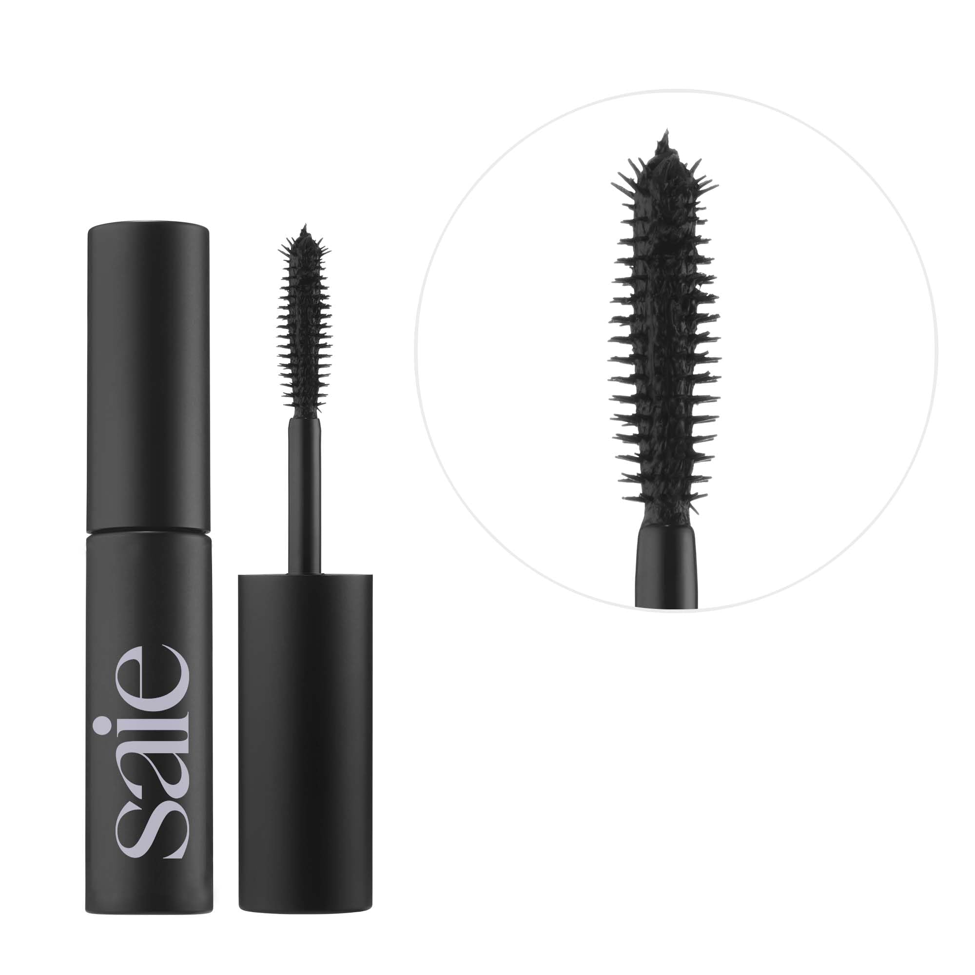 Saie Mini Mascara 101 - Lash Lengthening Mascara for Thick, Bold, Lifted Lashes - Buildable Eye Makeup Formulated to Strengthen and Condition with Rich Nutrients - Black (0.17 oz) - TrustMedUSA