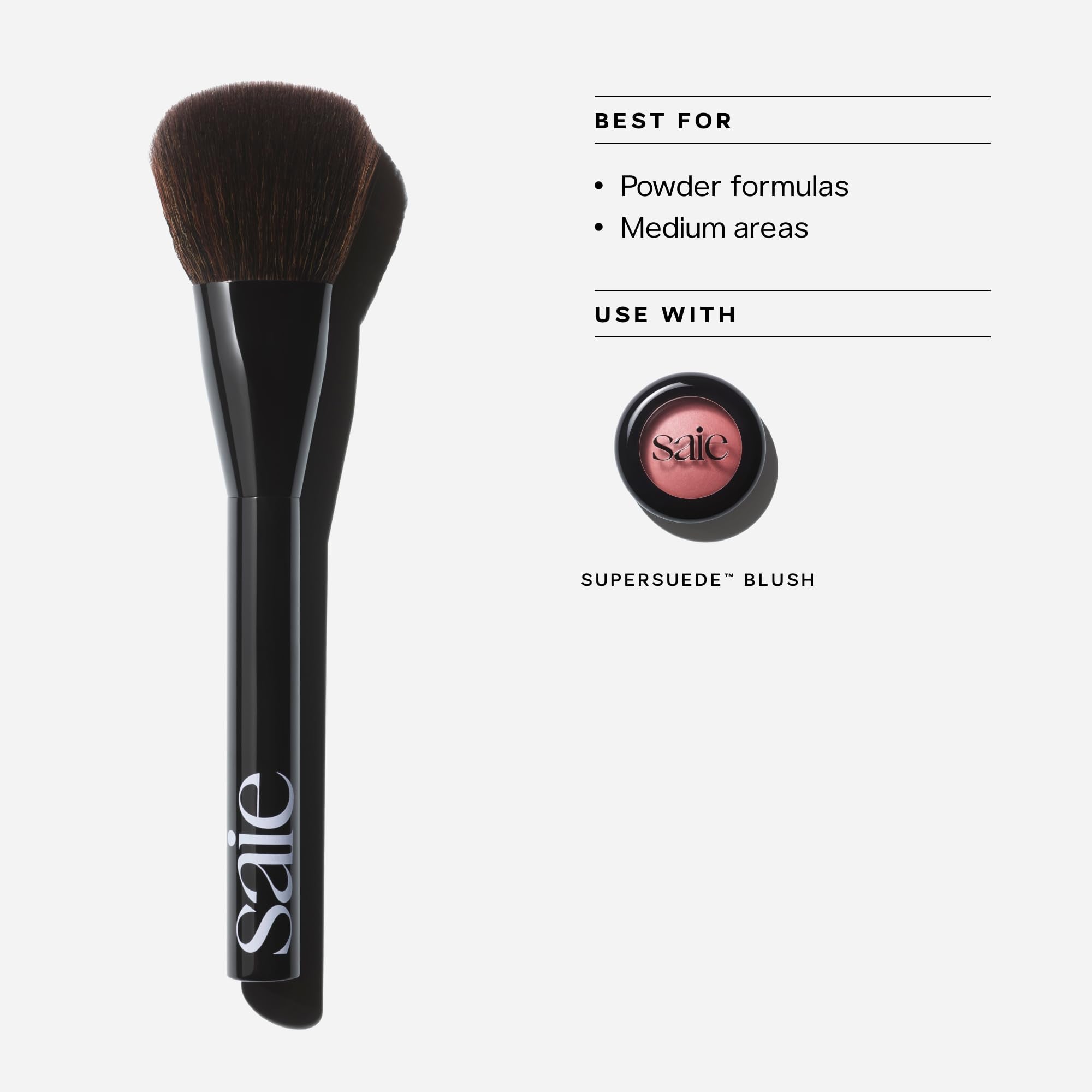 Saie Powder Blush Brush - Fluffy Makeup Brush for Cheeks - Ultra-Soft Tapered Bristles for a Precise, Diffused Application - For Pressed or Loose Powder Face Makeup, Bronzer + Blush - Vegan (1 Count) - TrustMedUSA