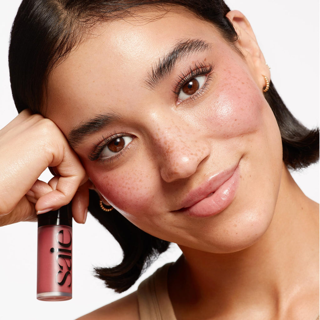 Saie Radiant Glow Duo - Dew Liquid Blush (Chilly, .40 oz) + Glowy Super Gel (Starglow, 1 oz) - Hydrating Cream Blush & Illuminating Primer for a Luminous, Natural Finish - TrustMedUSA