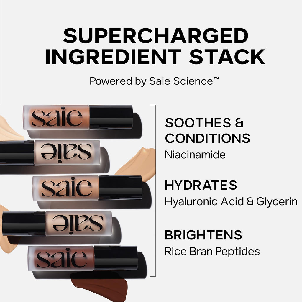 Saie Slip Tint Radiant Cream Concealer & All-Over Face Makeup - Concealer for Dark Circles, Redness & Blemishes - Lightweight Makeup Made with Hydrating Hyaluronic Acid - Shade 5 (0.17 oz) - TrustMedUSA
