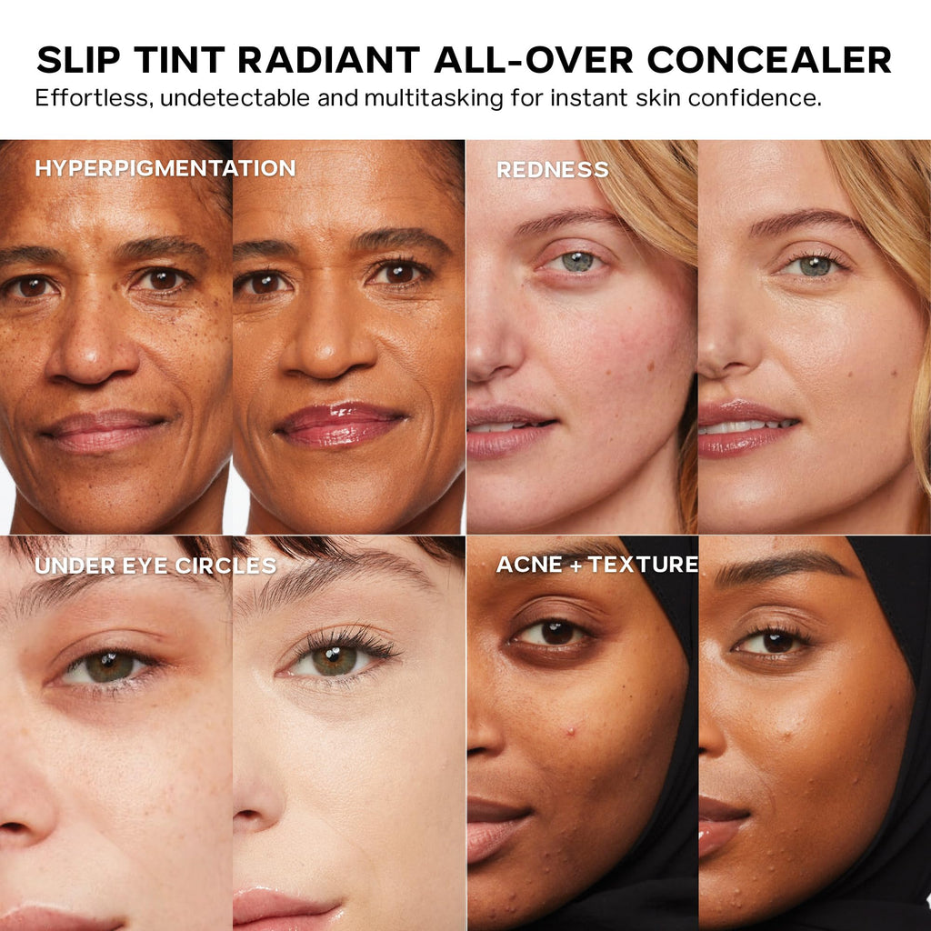 Saie Slip Tint Radiant Cream Concealer & All-Over Face Makeup - Concealer for Dark Circles, Redness & Blemishes - Lightweight Makeup Made with Hydrating Hyaluronic Acid - Shade 5 (0.17 oz) - TrustMedUSA