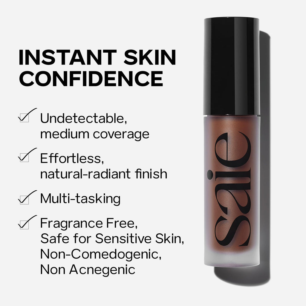 Saie Slip Tint Radiant Cream Concealer & All-Over Face Makeup - Concealer for Dark Circles, Redness & Blemishes - Lightweight Makeup Made with Hydrating Hyaluronic Acid - Shade 6 (0.17 oz) - TrustMedUSA