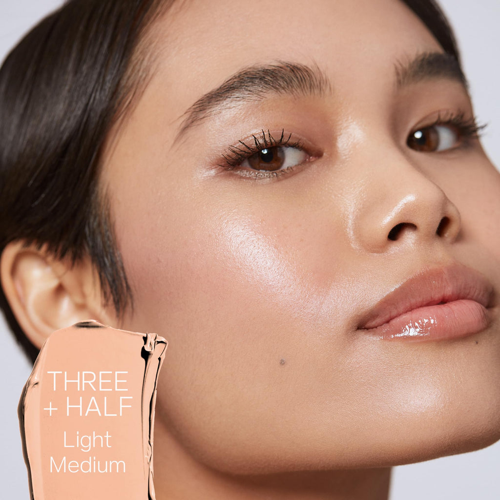 Saie Slip Tint Tinted Moisturizer with SPF 35 - Light Coverage, Glowy Skin Tint & Mineral Sunscreen for Face with Hydrating Hyaluronic Acid - Summer Makeup Essential - Shade Three + Half (1.35 oz) - TrustMedUSA