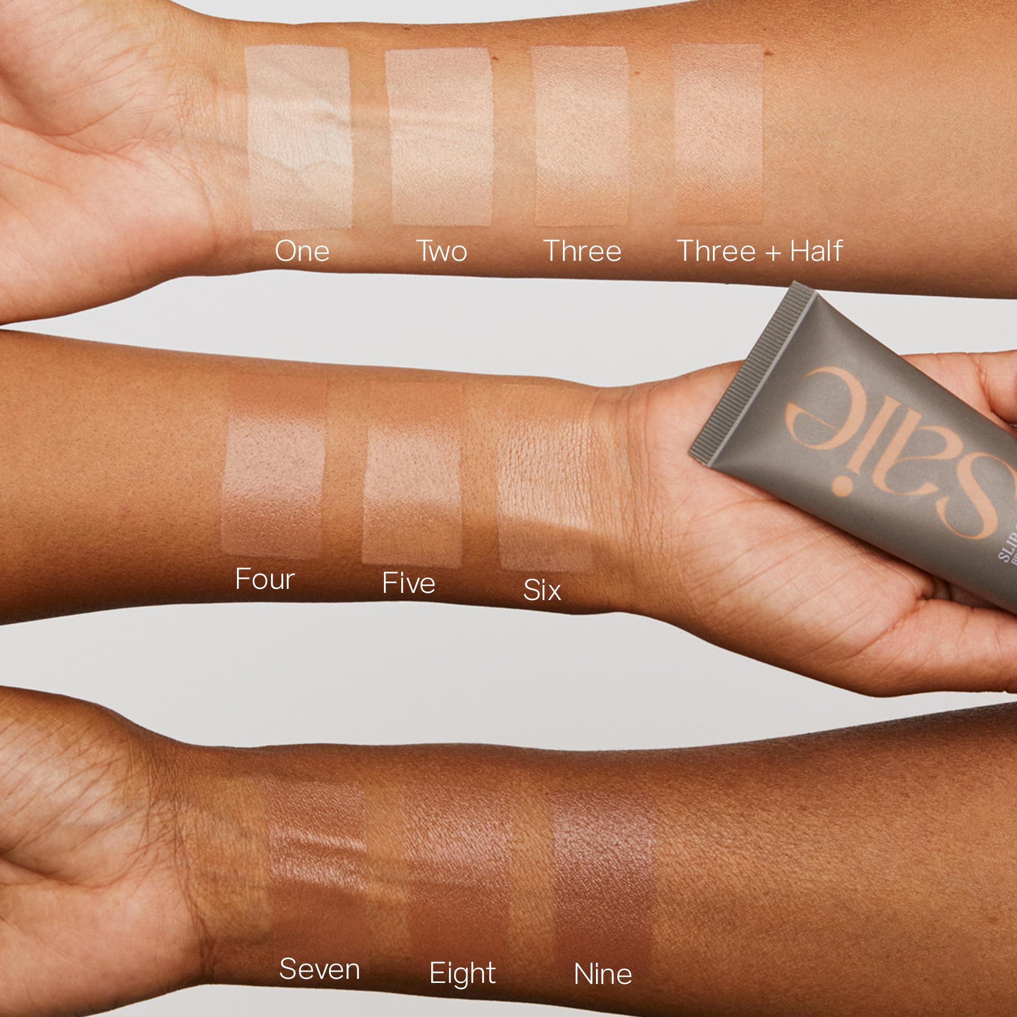 Saie Slip Tint Tinted Moisturizer with SPF 35 - Light Coverage, Glowy Skin Tint & Mineral Sunscreen for Face with Hydrating Hyaluronic Acid - Summer Makeup Essential - Shade Three (1.35 oz) - TrustMedUSA