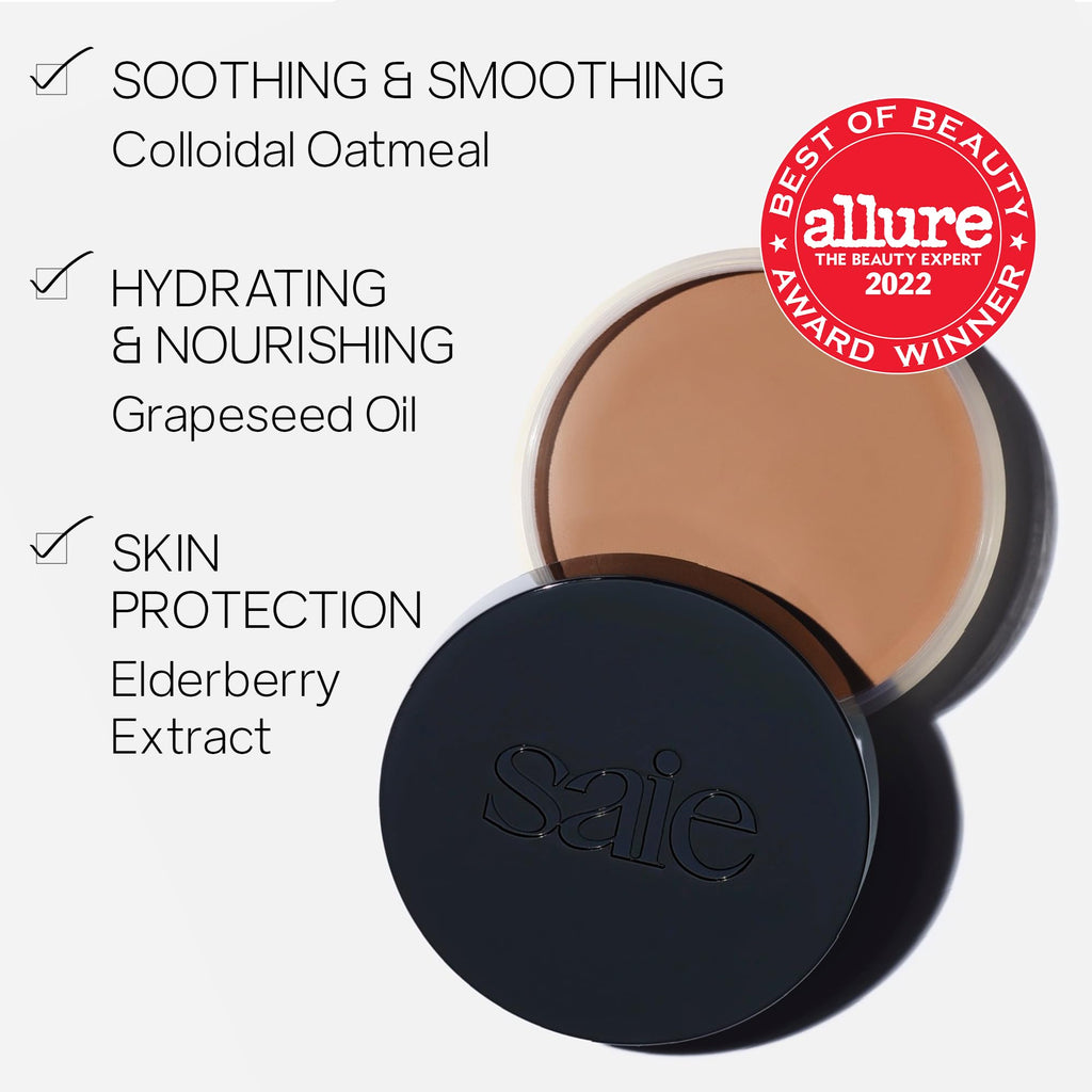 Saie Sun Melt Cream Bronzer - Buildable Balm Face Bronzer for Effortless Sculpting - Cream Contour Enriched with Vitamin C, Nourishing Skincare Ingredients & a Natural Finish - Tan Bronze (1 oz) - TrustMedUSA