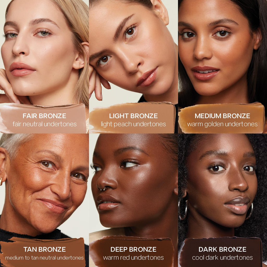 Saie Sun Melt Duo - The Big Brush - Soft, Multi-Use Liquid + Cream Makeup Brush With Synthetic Bristles Bundled With Sun Melt Bronzer in Tan Bronze - Buildable Cream Contour with Velvet Finish (1 oz) - TrustMedUSA