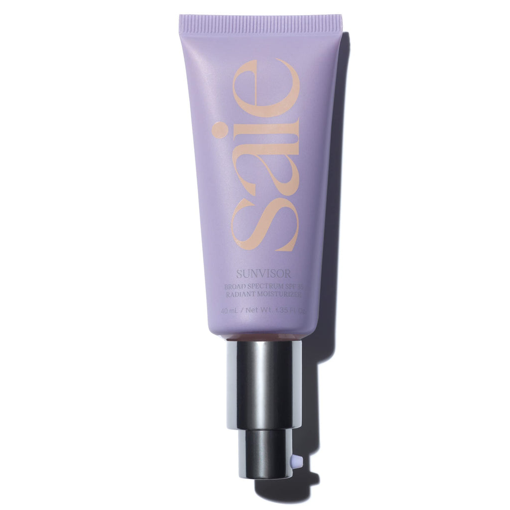 Saie Sunvisor Broad Spectrum Sunscreen Moisturizer SPF 35 - Hydrating Daily Face Sunscreen with 100% Sheer Mineral Zinc Oxide, Hyaluronic Acid + Vitamin C for Radiant, Dewy Skin (1.35 fl oz) - TrustMedUSA