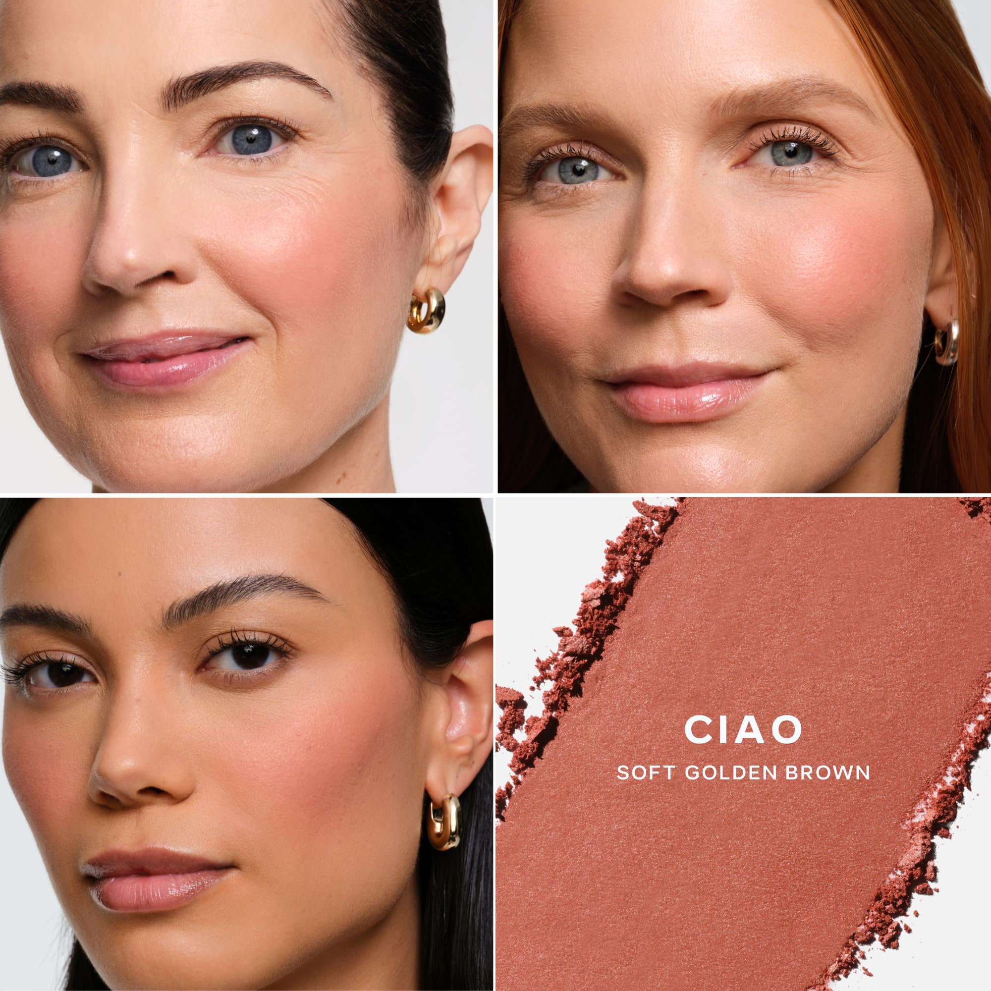 Saie SuperSuede Baked Blush - Talc-Free Powder Blush for Cheeks Infused with Hyaluronic Acid, Glycerin + Squalane - Hydrating Face Makeup for a Natural, Diffused Flush of Color - Ciao (0.1 Ounce) - TrustMedUSA