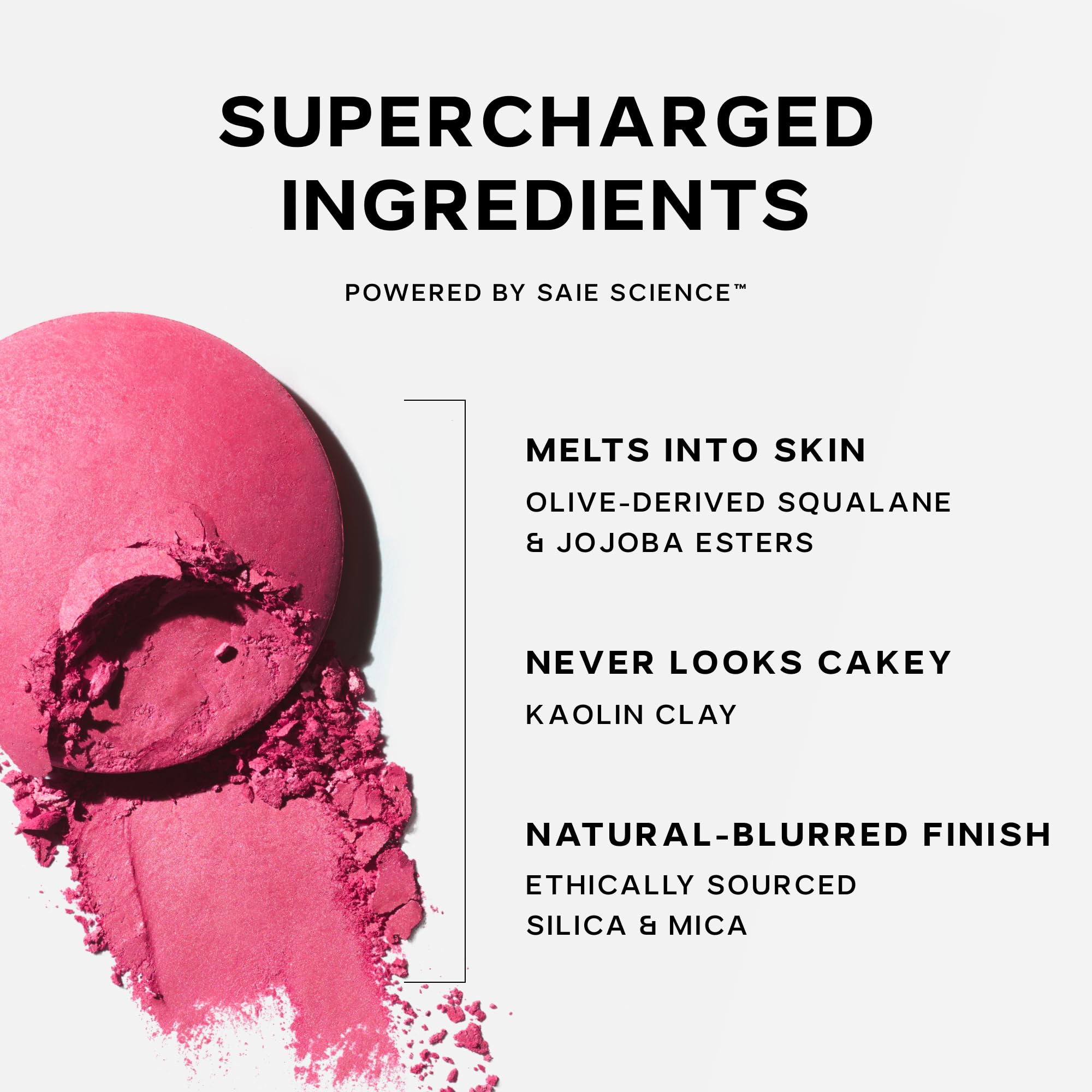 Saie SuperSuede Baked Blush - Talc-Free Powder Blush for Cheeks Infused with Hyaluronic Acid, Glycerin + Squalane - Hydrating Face Makeup for a Natural, Diffused Flush of Color - Ciao (0.1 Ounce) - TrustMedUSA