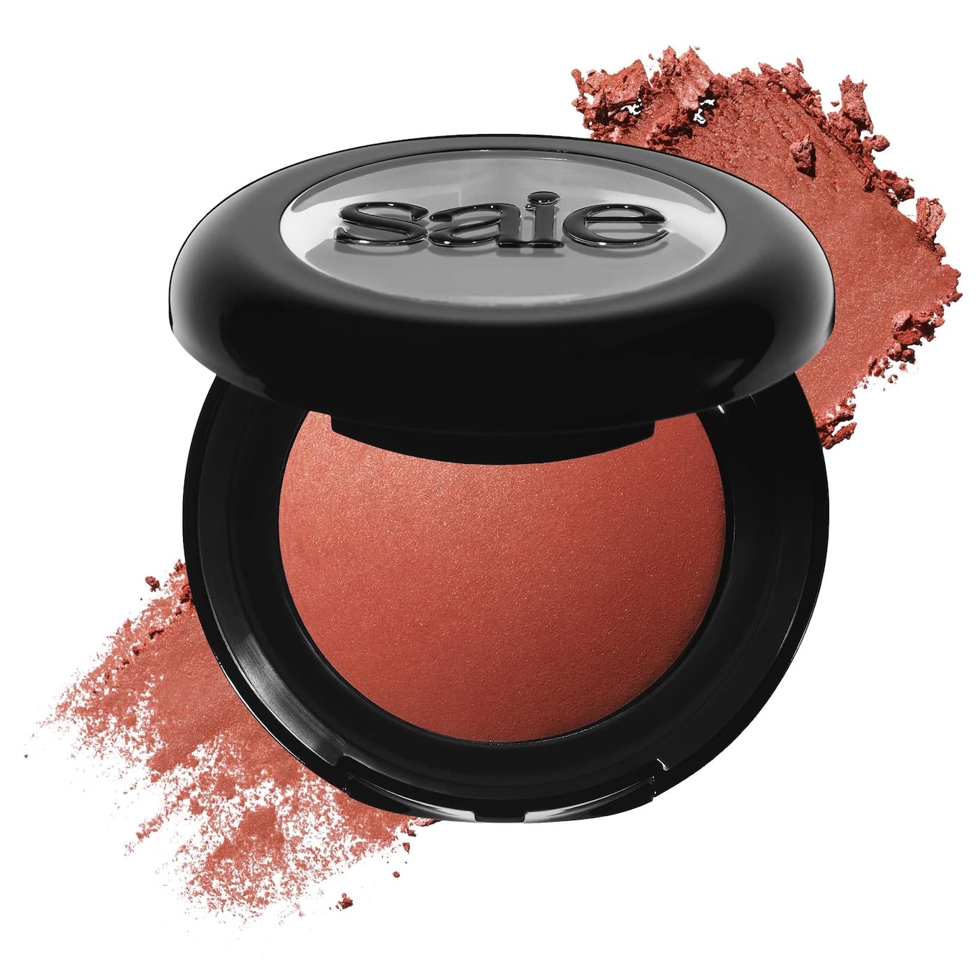 Saie SuperSuede Baked Blush - Talc-Free Powder Blush for Cheeks Infused with Hyaluronic Acid, Glycerin + Squalane - Hydrating Face Makeup for a Natural, Diffused Flush of Color - Ciao (0.1 Ounce) - TrustMedUSA