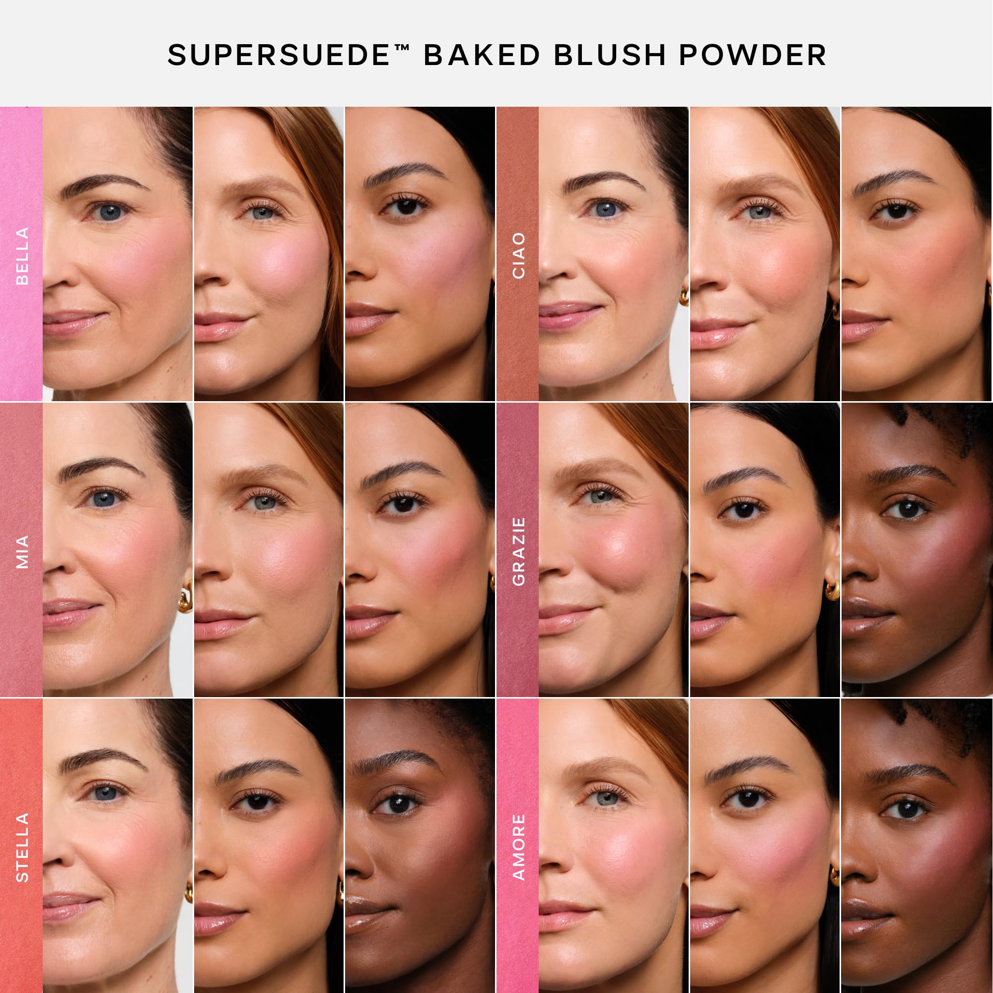Saie SuperSuede Baked Blush - Talc-Free Powder Blush for Cheeks Infused with Hyaluronic Acid, Glycerin + Squalane - Hydrating Face Makeup for a Natural, Diffused Flush of Color - Ciao (0.1 Ounce) - TrustMedUSA