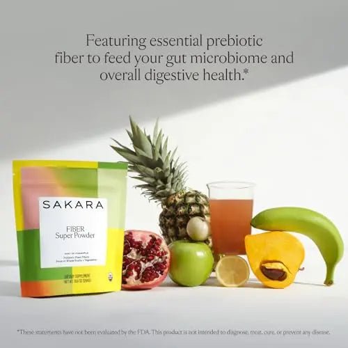 SAKARA Fiber Super Powder - Pineapple Flavor Prebiotic Fiber Powder, High Fiber - TrustMedUSA