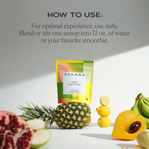 SAKARA Fiber Super Powder - Pineapple Flavor Prebiotic Fiber Powder, High Fiber - TrustMedUSA