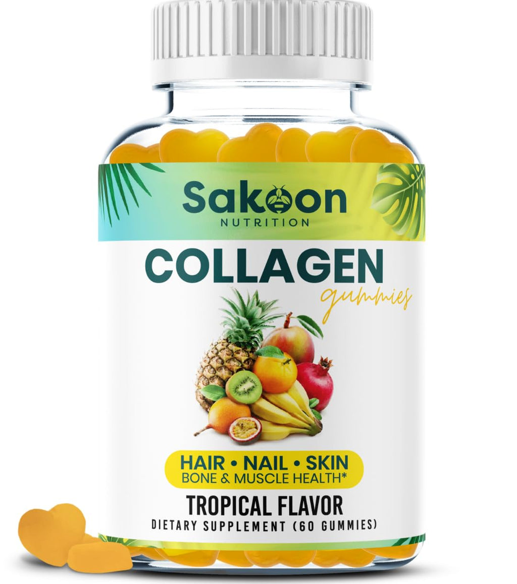 Sakoon nutrition Halal Collagen Gummies for Women and Men - Anti Aging, Hair Growth, Skin Care & Strong Nails Protein Collagen Supplements - Non-GMO, Gluten Free - Made in USA - Maple Wellness Supplements