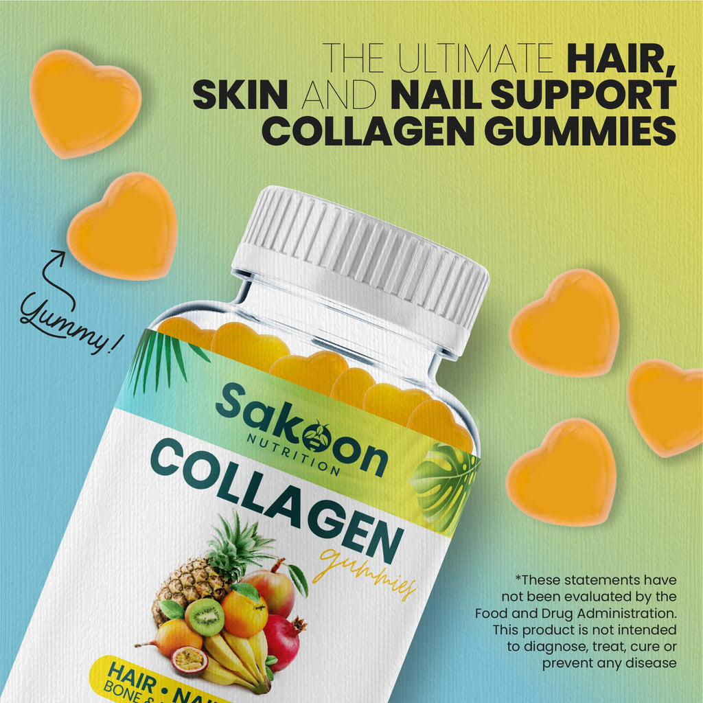 Sakoon nutrition Halal Collagen Gummies for Women and Men - Anti Aging, Hair Growth, Skin Care & Strong Nails Protein Collagen Supplements - Non-GMO, Gluten Free - Made in USA - Maple Wellness Supplements