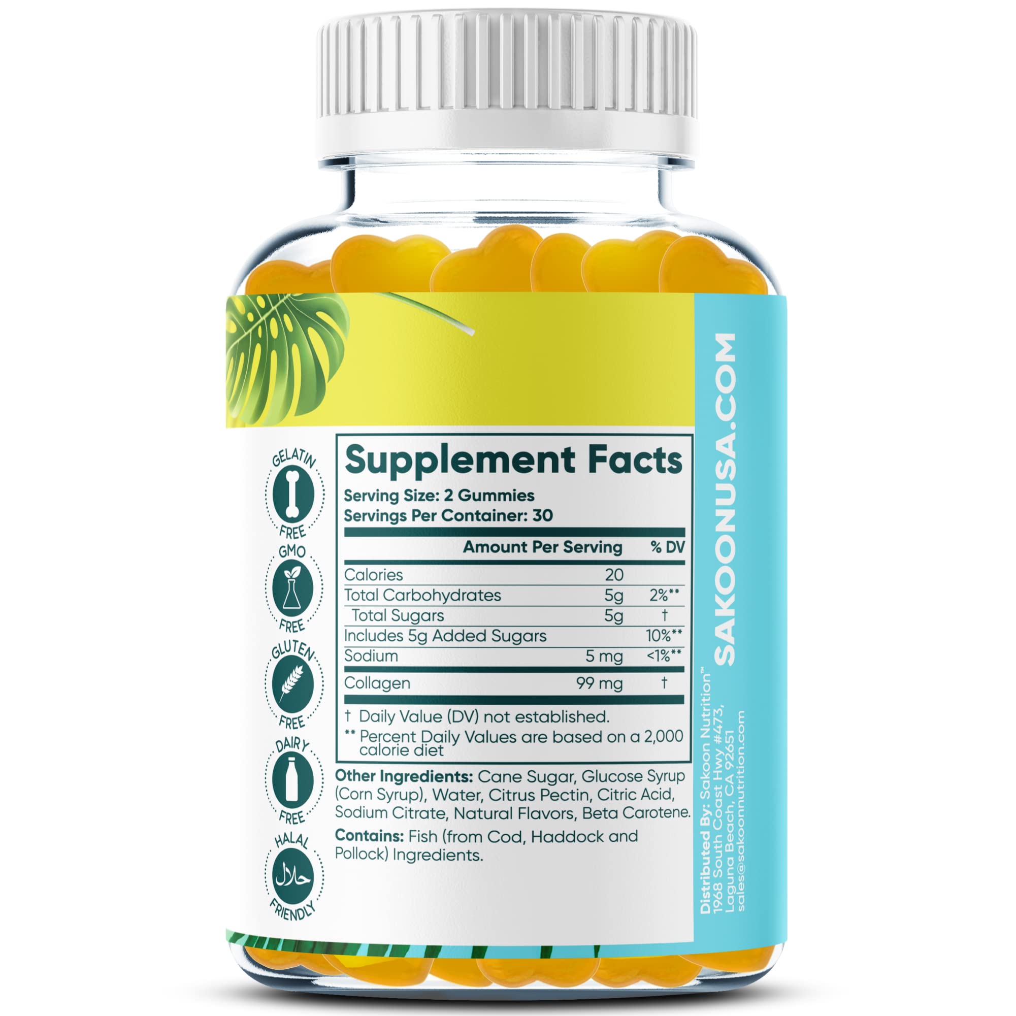 Sakoon nutrition Halal Collagen Gummies for Women and Men - Anti Aging, Hair Growth, Skin Care & Strong Nails Protein Collagen Supplements - Non-GMO, Gluten Free - Made in USA - Maple Wellness Supplements