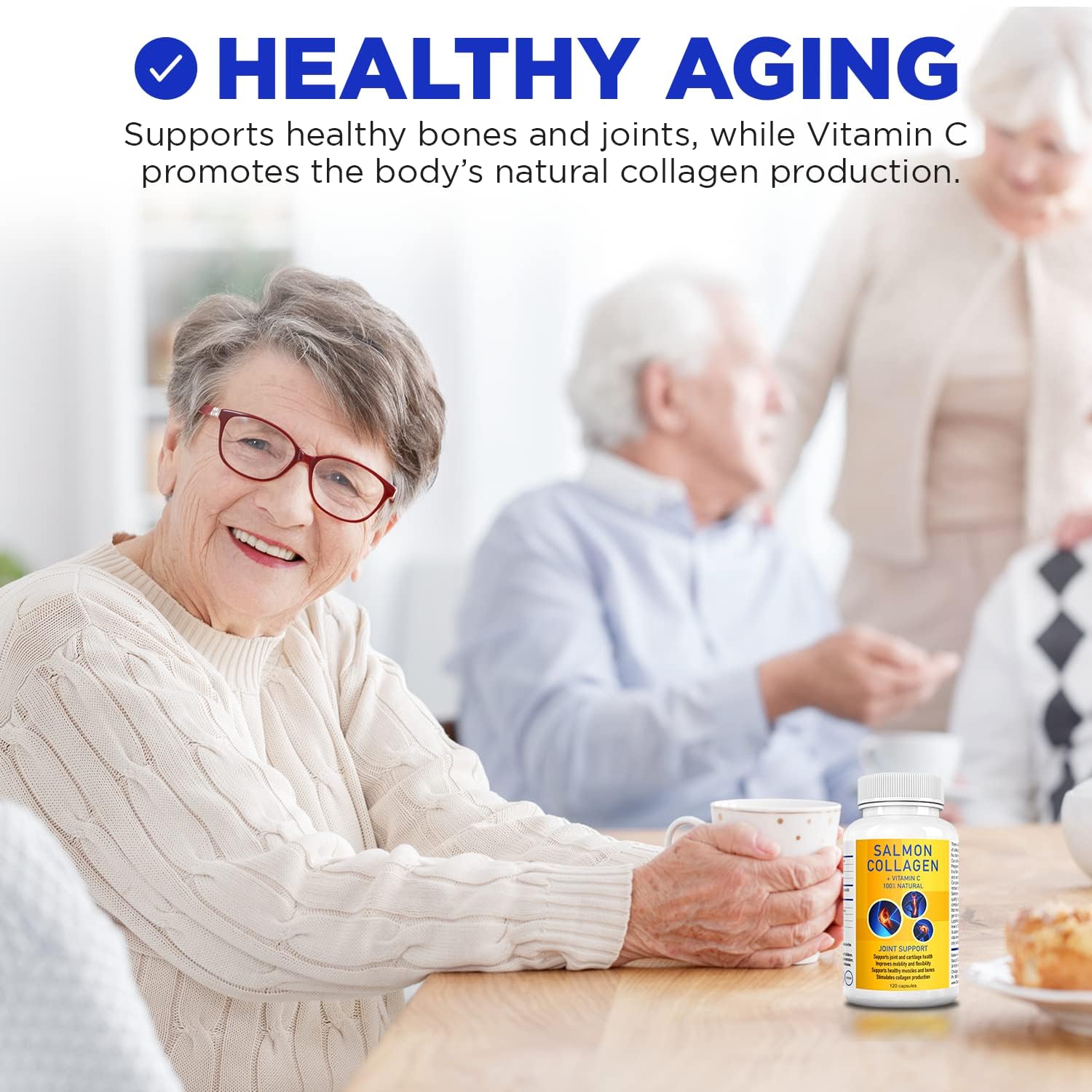 Salcoll Premium Marine Collagen Capsules, 120 Count, Fish Collagen Supplement for Joint Support, Skin, Hair & Nails - Maple Wellness Supplements