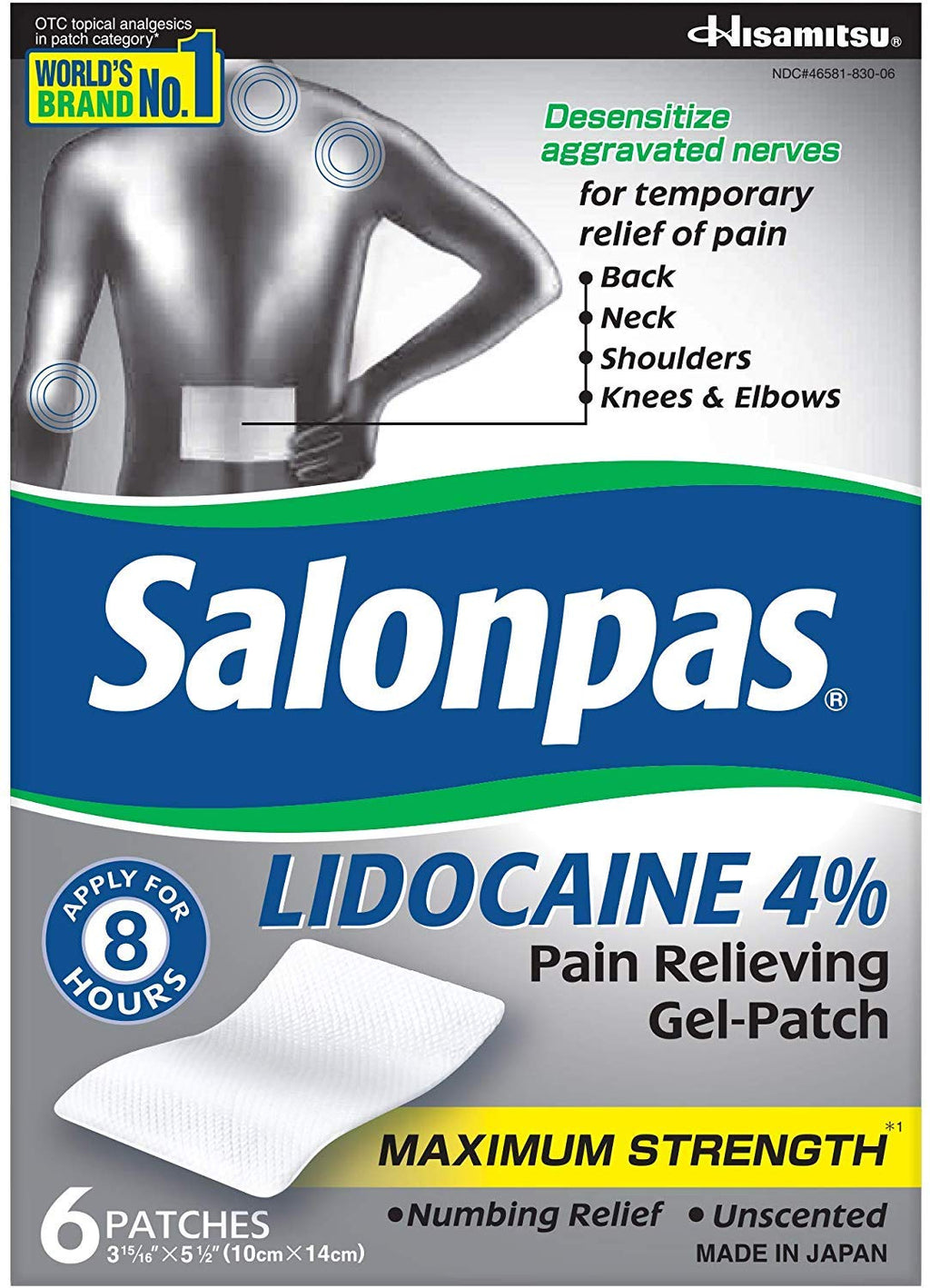 Salonpas LIDOCAINE (5 Pack Bundle) Pain Relieving Maximum Strength Gel Patch! - TrustMedUSA