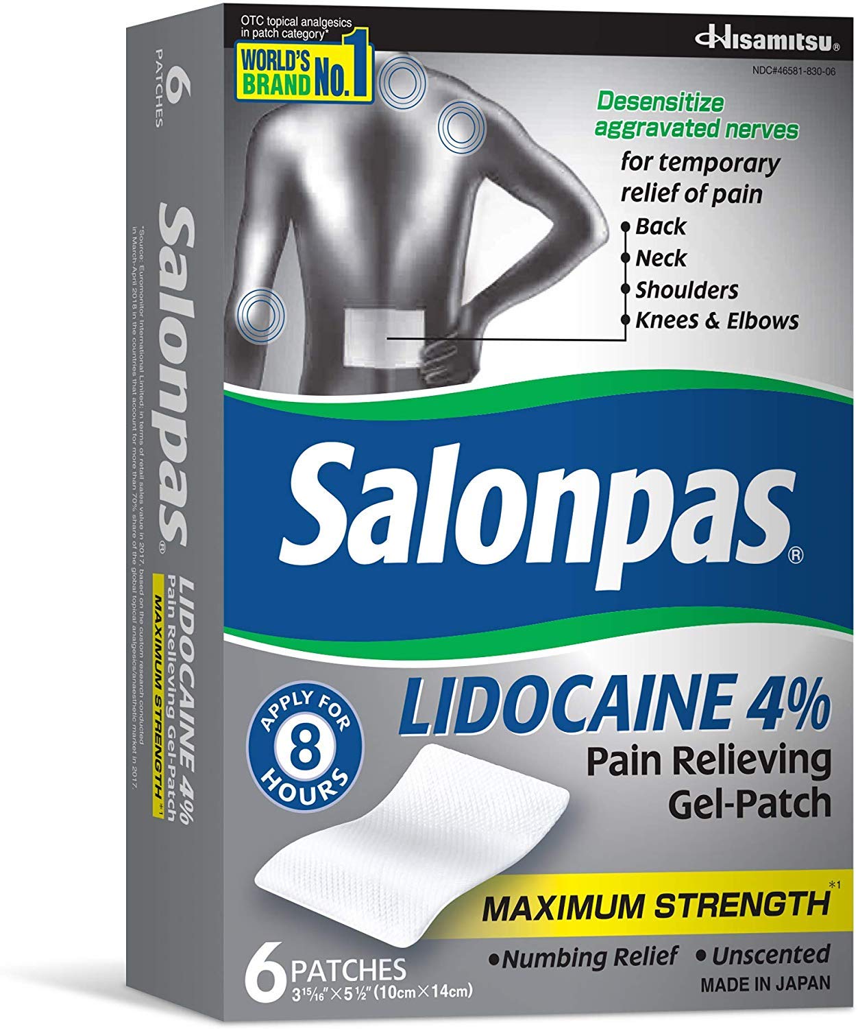 Salonpas LIDOCAINE (5 Pack Bundle) Pain Relieving Maximum Strength Gel Patch! - TrustMedUSA