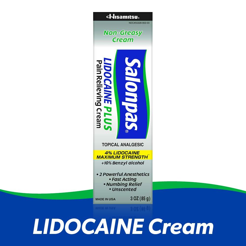 Salonpas Lidocaine Plus Pain Relieving Cream, 3 Ounce Tube - TrustMedUSA